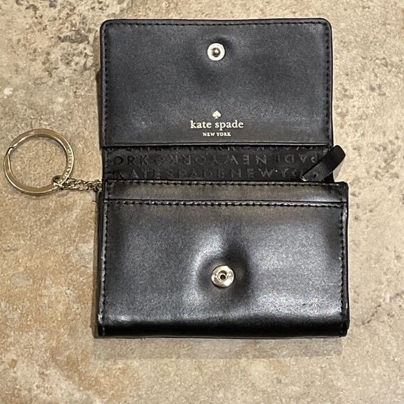 Kate Spade Darla Montford Park Black Leather Bow Key Ring Wallet - Picture 3 of 13